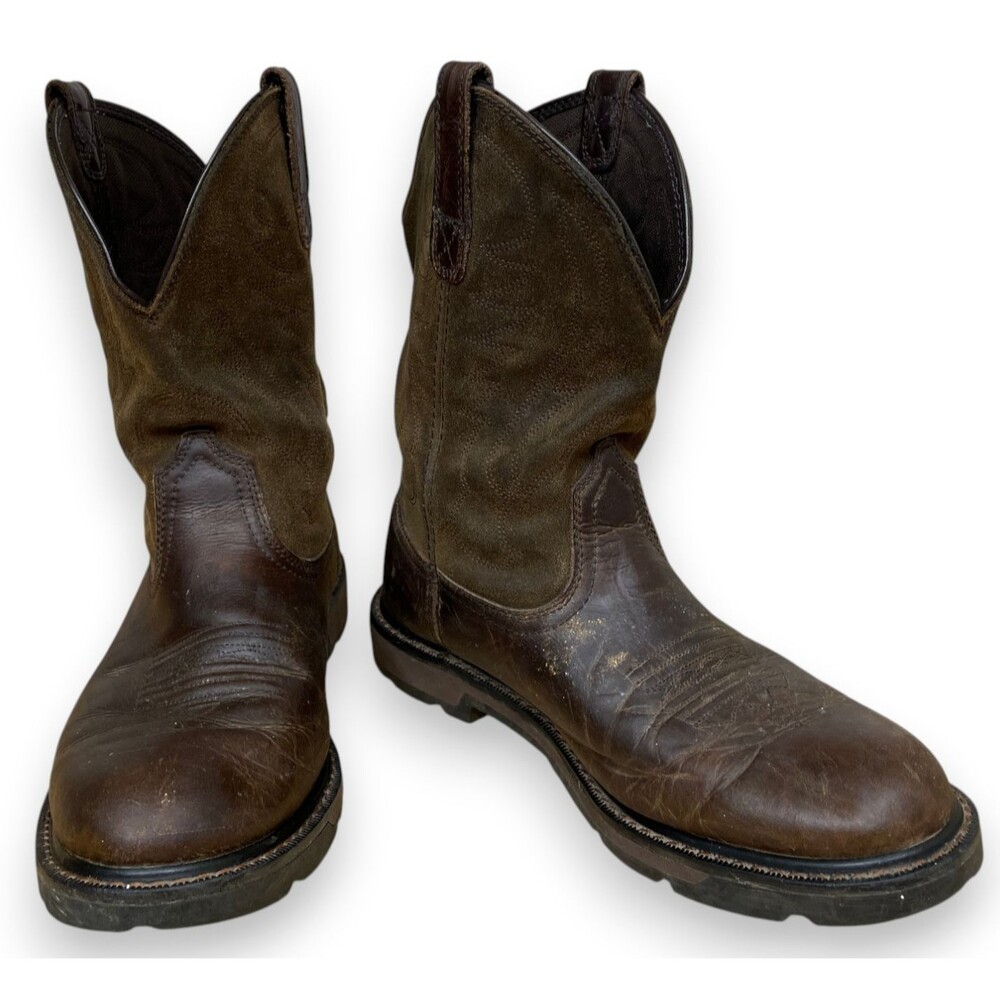Ariat Groundbreaker Work Boots Mens 10.5D Brown Leather Suede Soft Toe Square